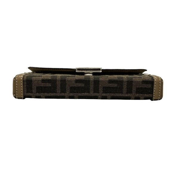 Auth FENDI Baguette Soft Trunk Phone Pouch 7AS139 Brown Black Jacquard Leather - Picture 7 of 16